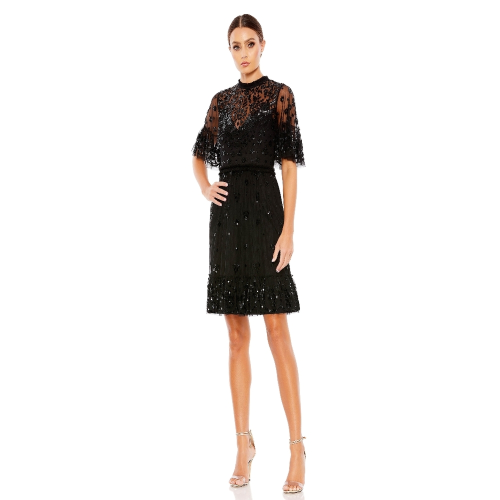 Elegant Black Lace Dress Mac Duggal Sz 4